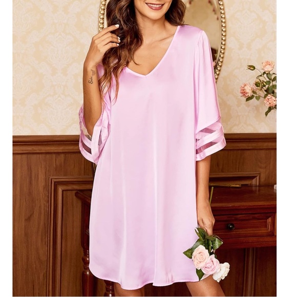 Women Sleep Shirt  3/4 Sleeve V Neck 💕Size X-Large - Picture 3 of 5